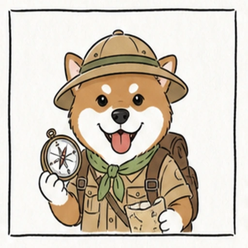 冒険好きな相棒タイプの犬キャラクターアイコン