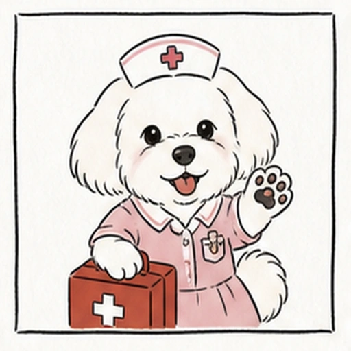 慎重派サポータータイプの犬キャラクターアイコン