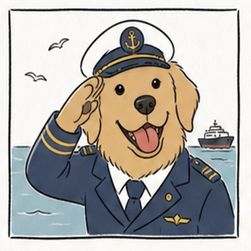 用心深いリーダータイプの犬キャラクターアイコン