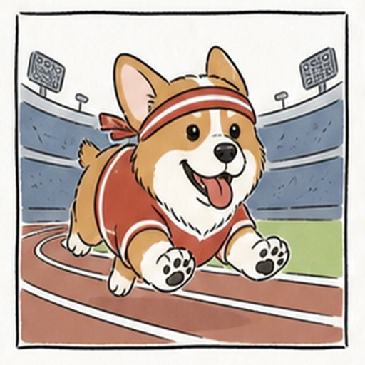 自由なアスリートタイプの犬キャラクターアイコン