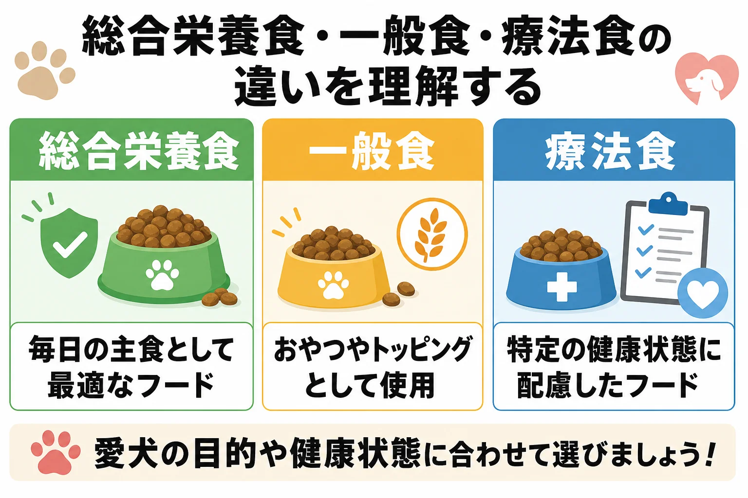 総合栄養食・一般食・療法食の違いを理解する