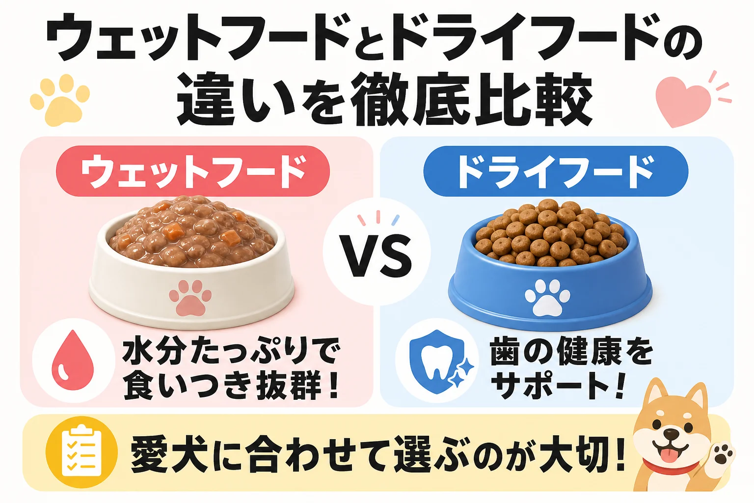 ウェットフードとドライフードの違いを徹底比較