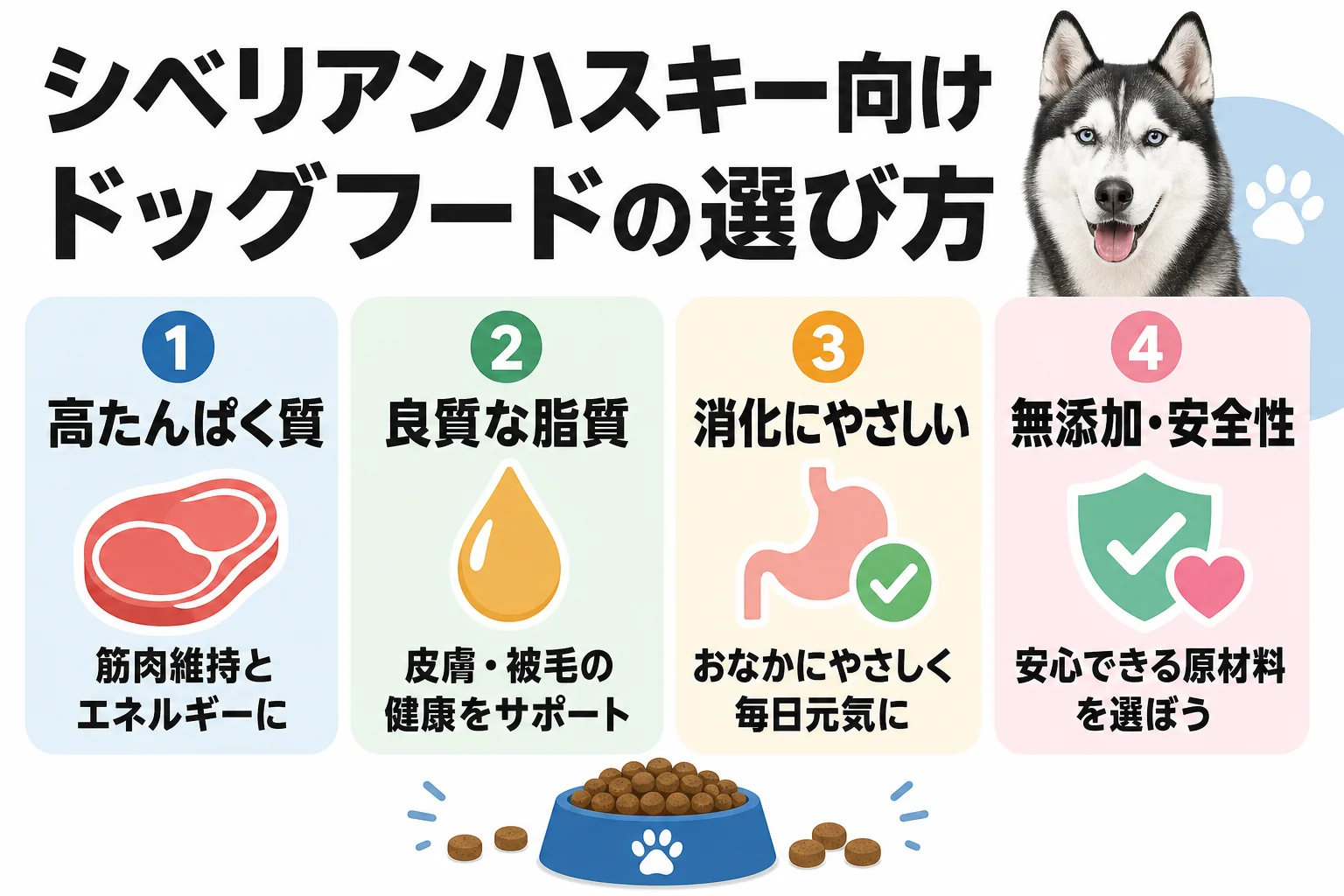 シベリアンハスキー向けドッグフードの選び方