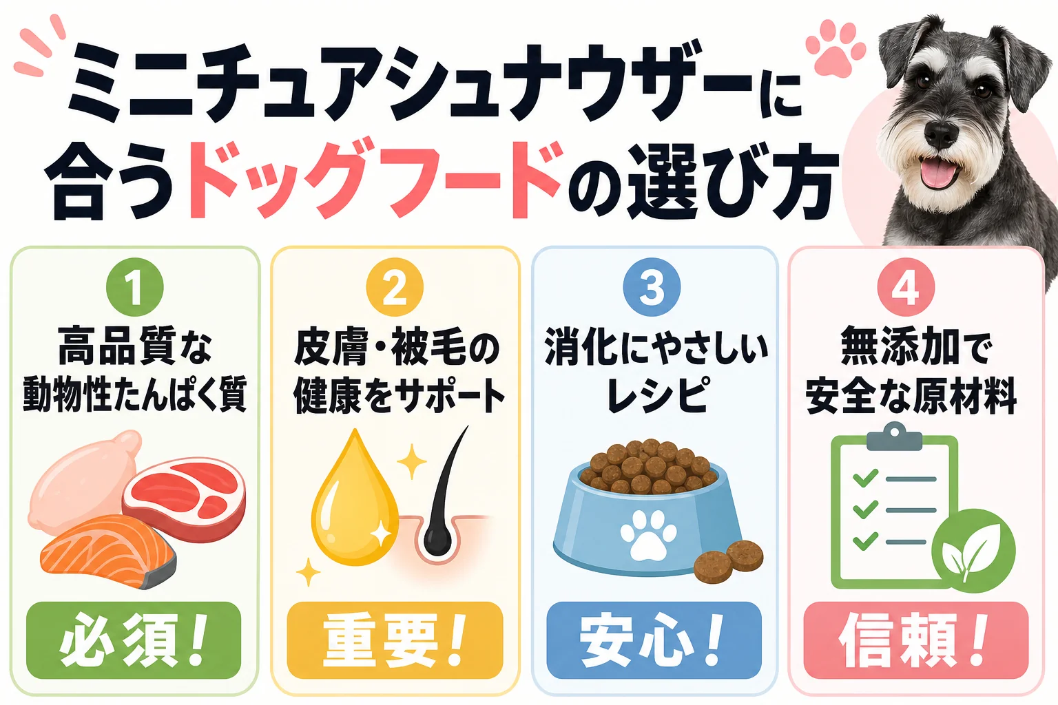 ミニチュアシュナウザーに合うドッグフードの選び方