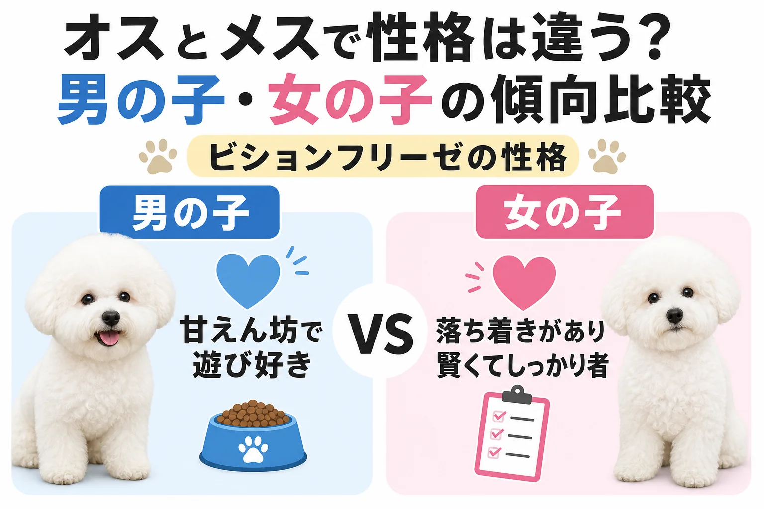 オスとメスで性格は違う?男の子・女の子の傾向比較