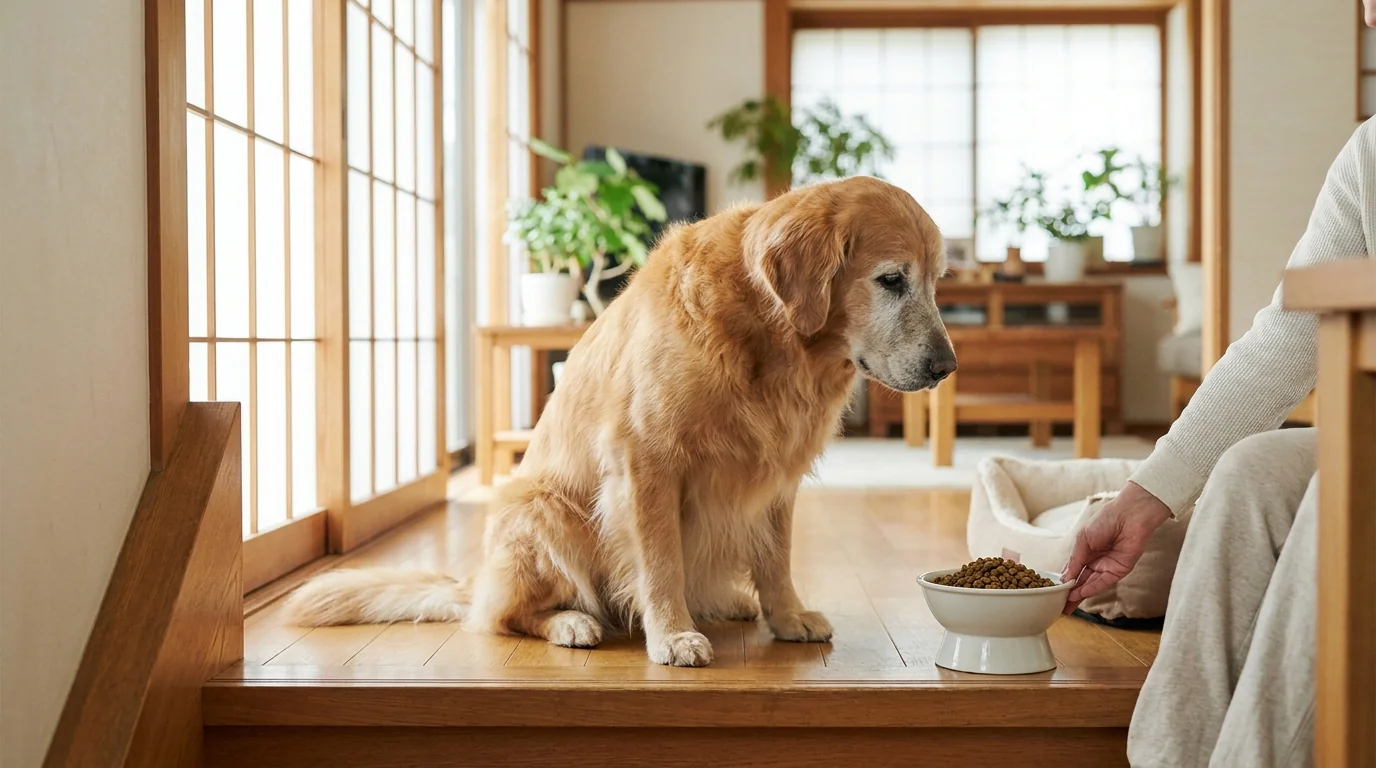 シニア犬に出やすい関節サインのチェック: 階段を嫌がる / 散歩を渋る