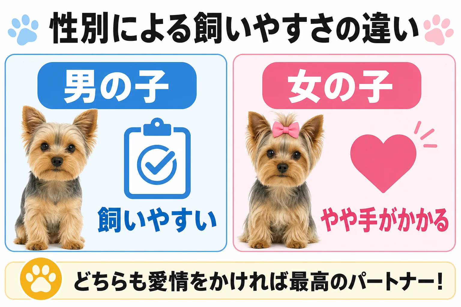 性別による飼いやすさの違い