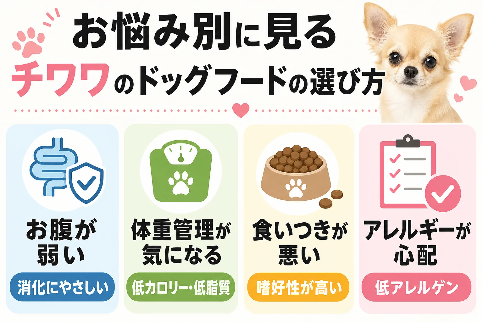 お悩み別に見るチワワのドッグフードの選び方