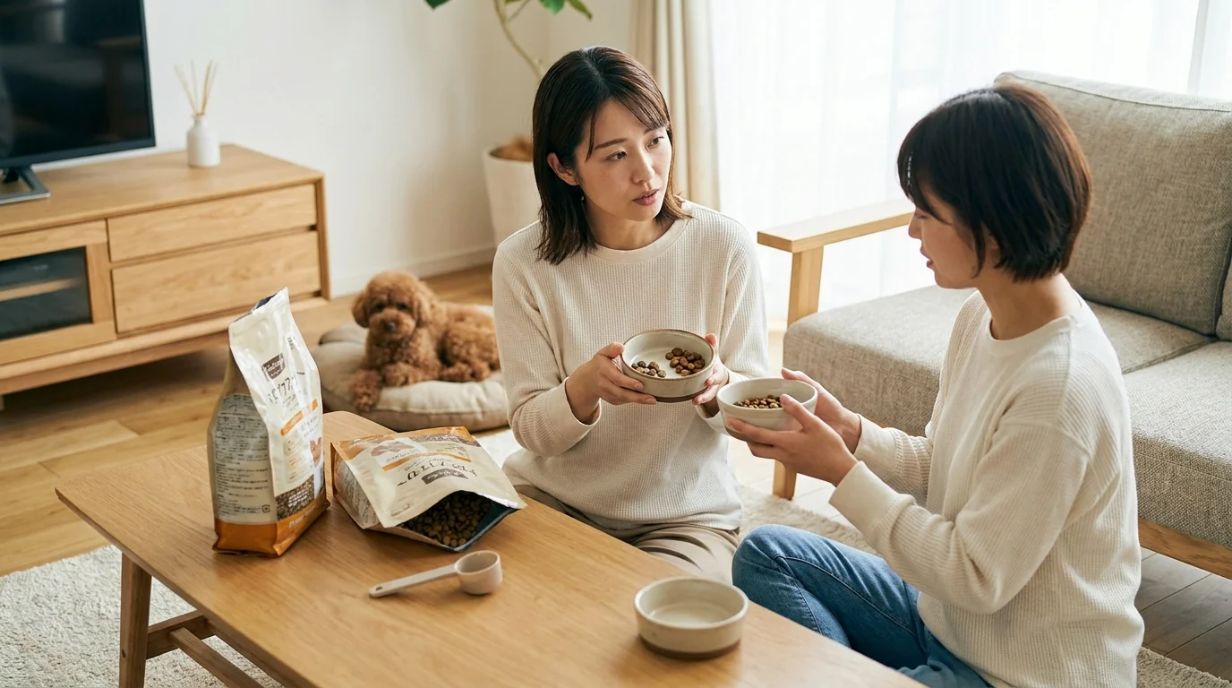「食いつきが悪い」という声の原因: 切り替え方法 / 粒の硬さ