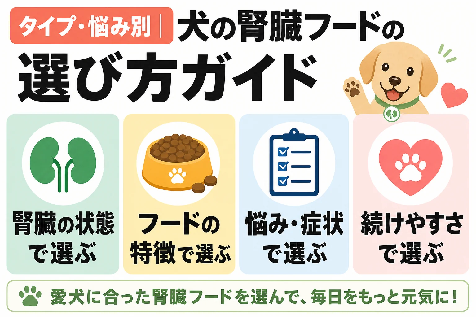 タイプ・悩み別|犬の腎臓フードの選び方ガイド