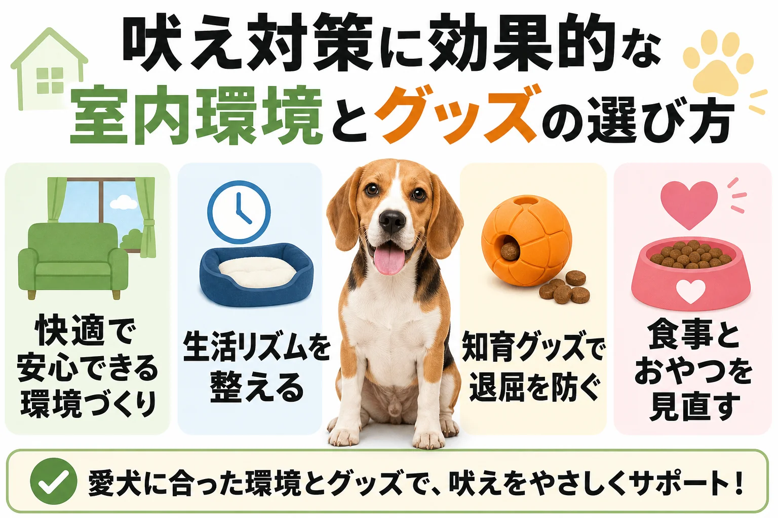 吠え対策に効果的な室内環境とグッズの選び方