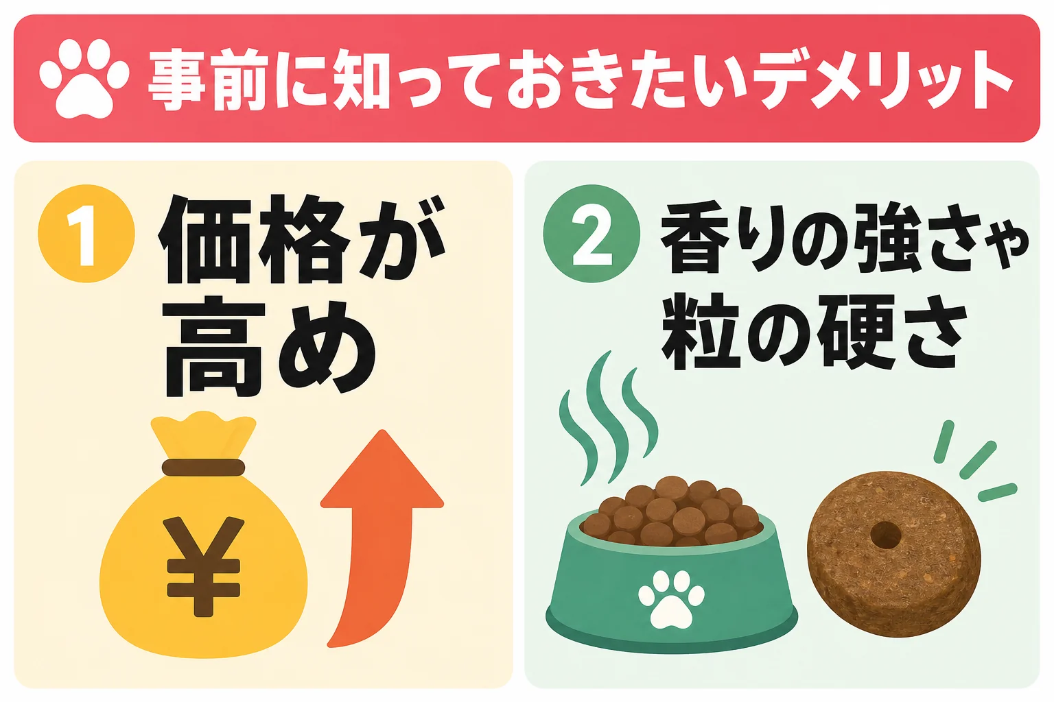 事前に知っておきたいデメリット: 価格が高め / 香りの強さや粒の硬さ