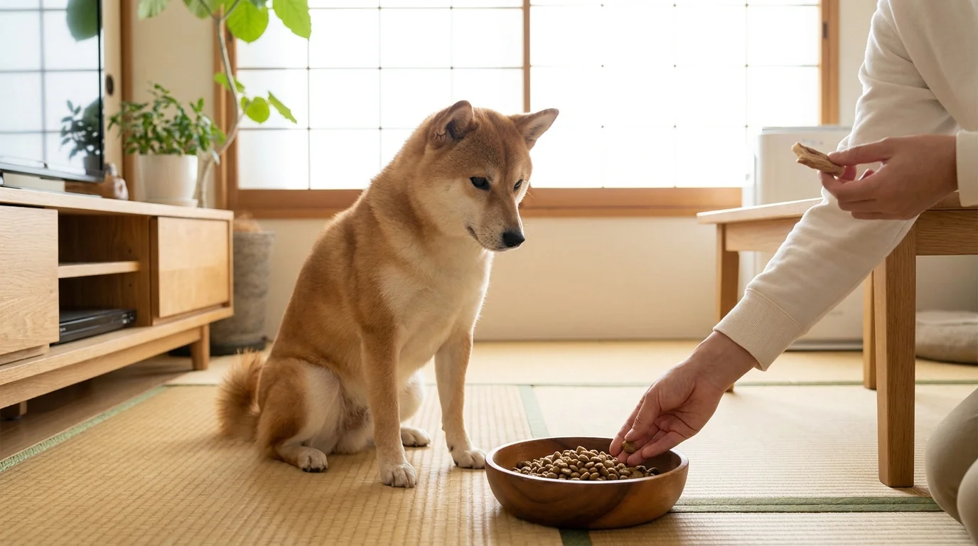 食べないフードはすぐ下げる: 置き餌をやめる