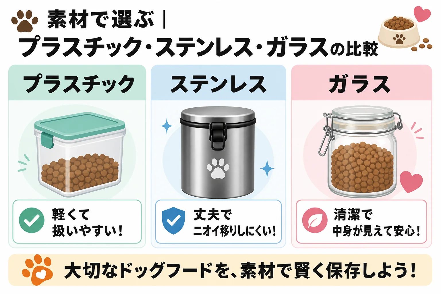 素材で選ぶ｜プラスチック・ステンレス・ガラスの比較