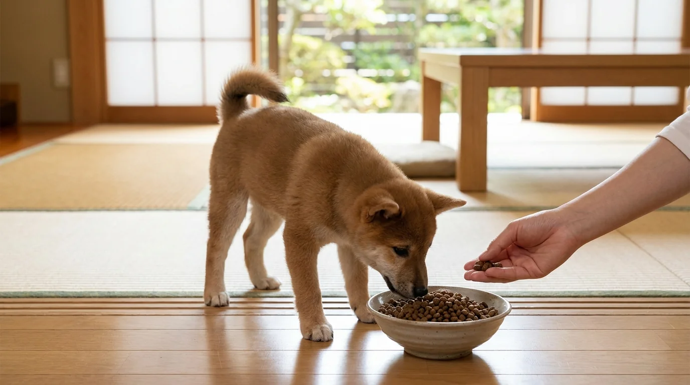 粒の大きさ・硬さと食いつきの様子: 小型犬向けサイズ / 初日の反応