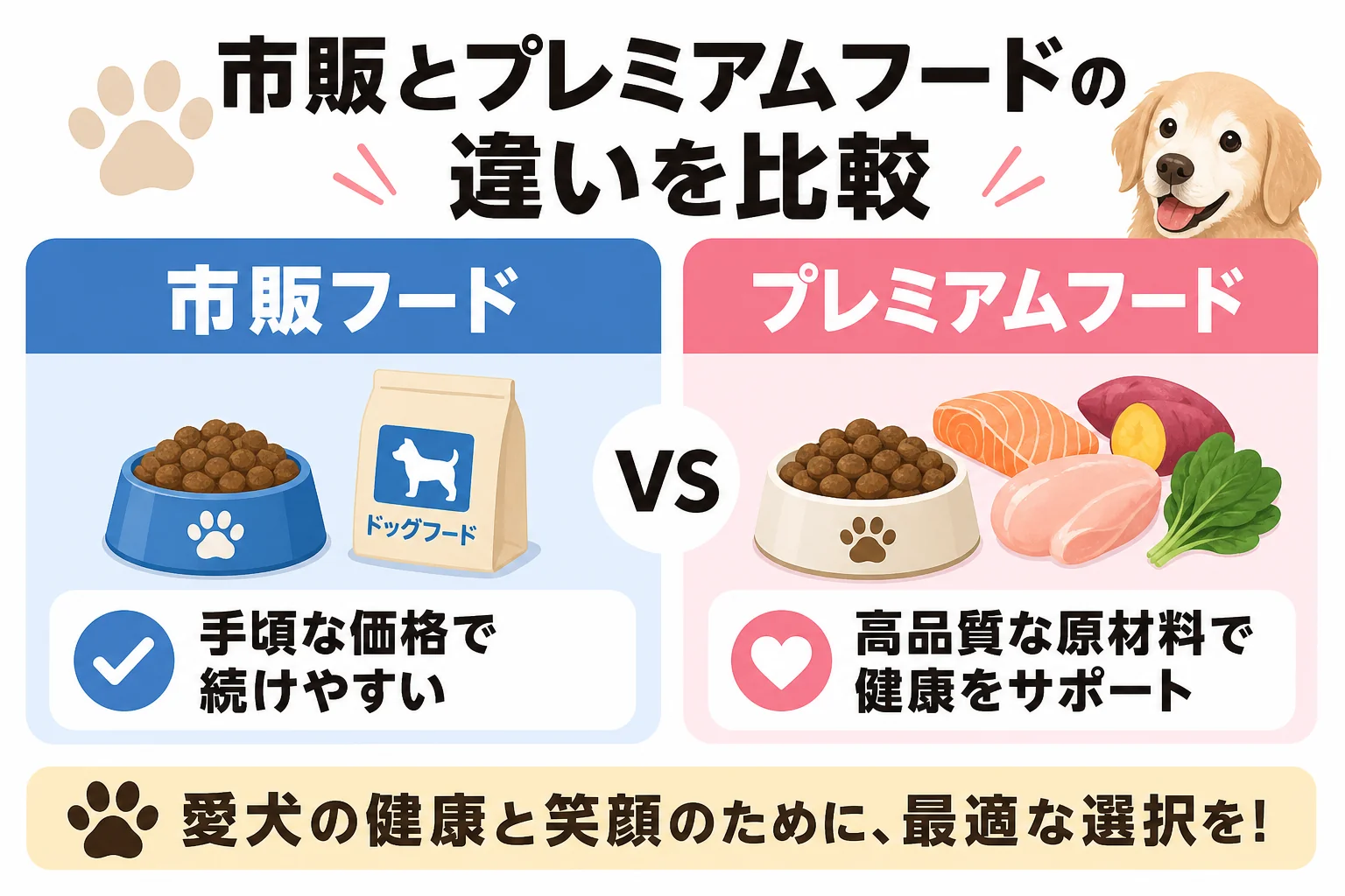 市販とプレミアムフードの違いを比較