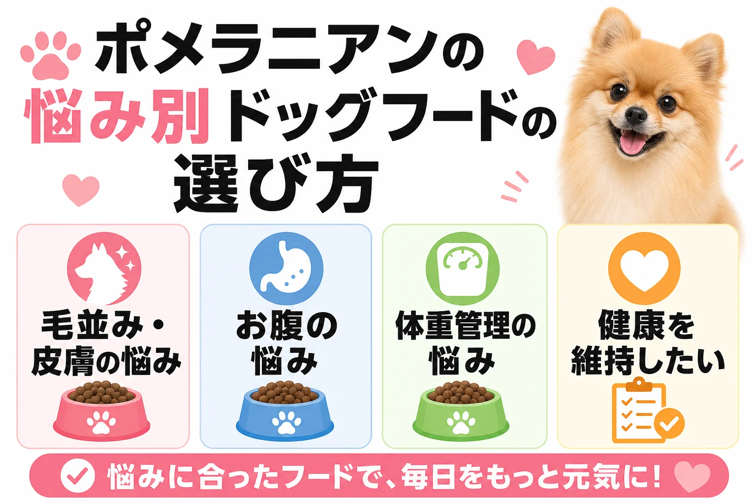ポメラニアンの悩み別ドッグフードの選び方