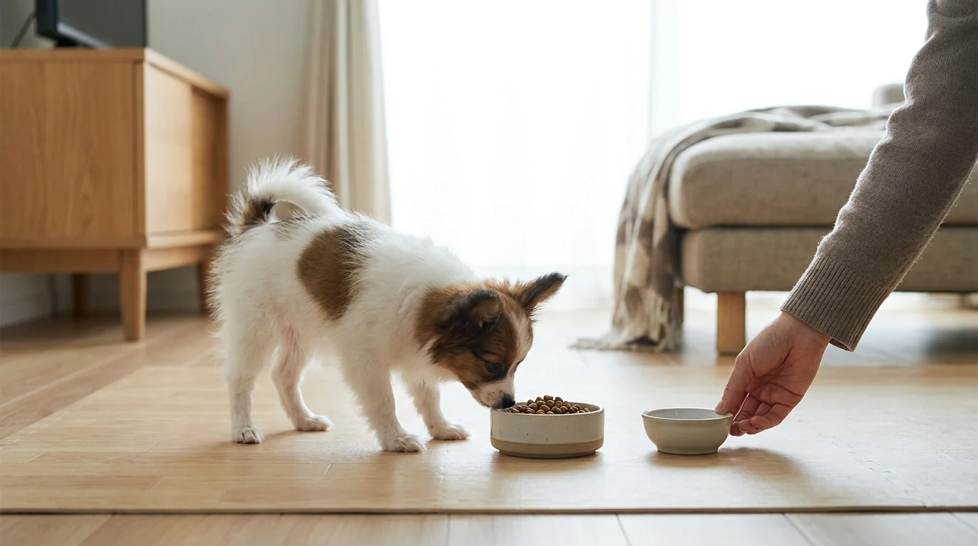 子犬期(〜12ヶ月)の食事量と切り替え方