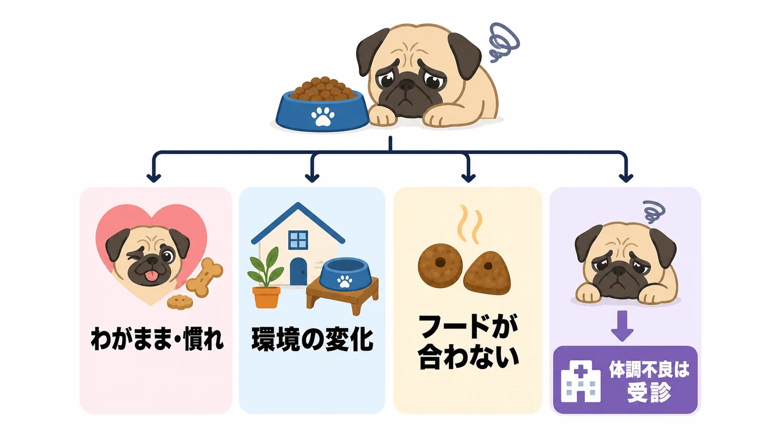 パグがドッグフードを食べないときの対処法