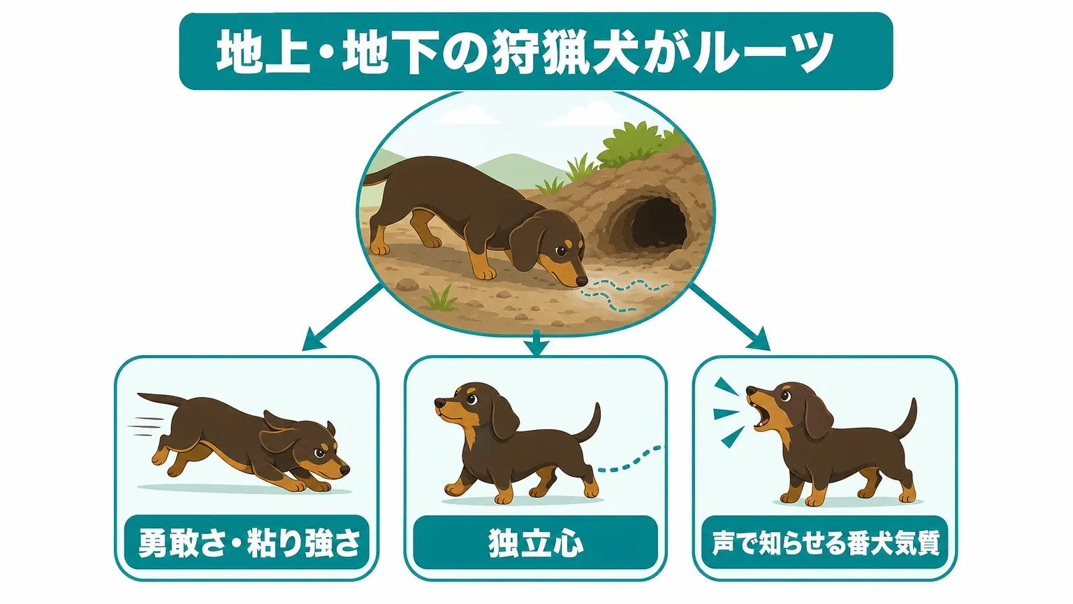 ミニチュアダックスフンドの性格の特徴と猟犬としてのルーツ